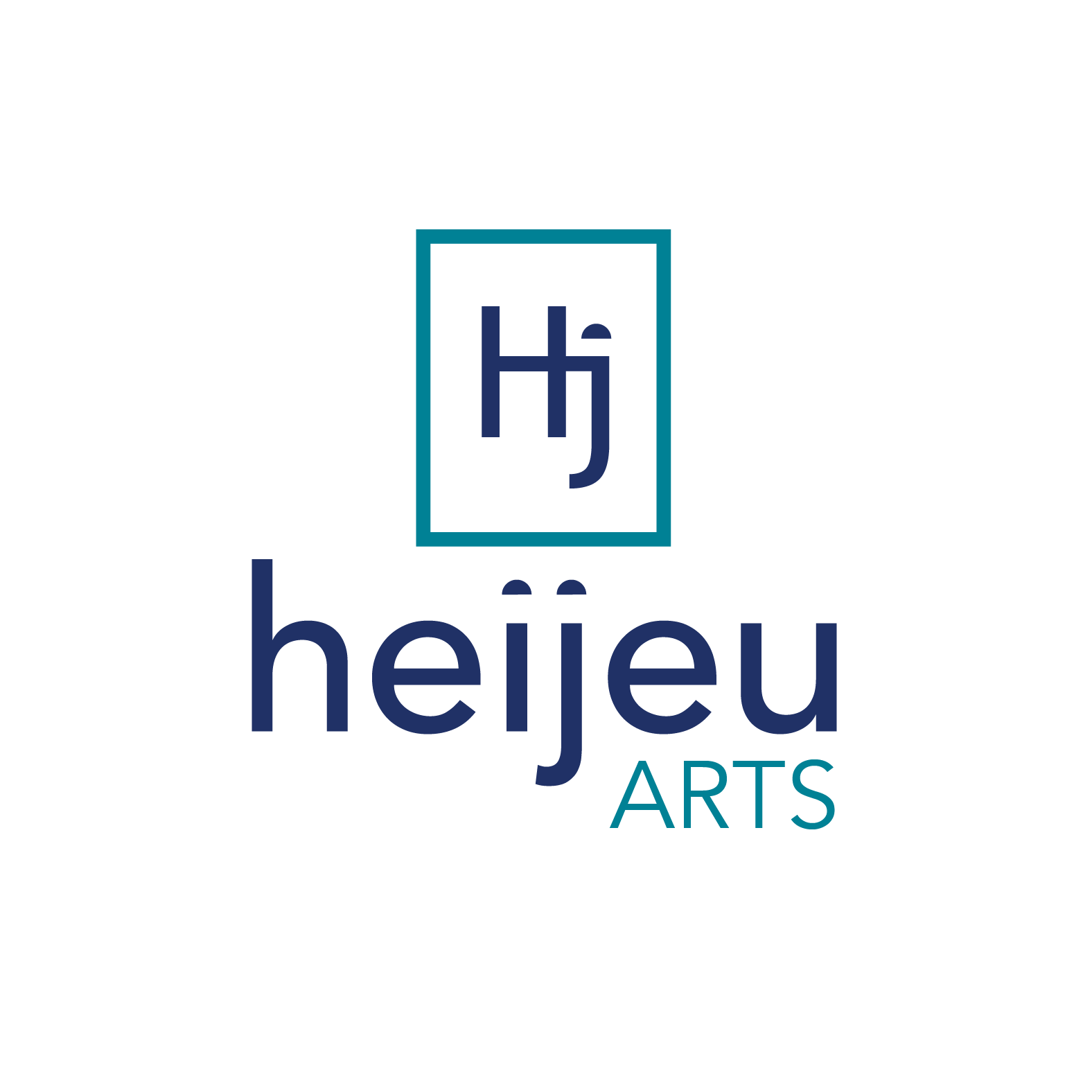 Logo for Heje Arts featuring a stylized 'HJ' inside a rectangular outline and the text 'heje arts' below