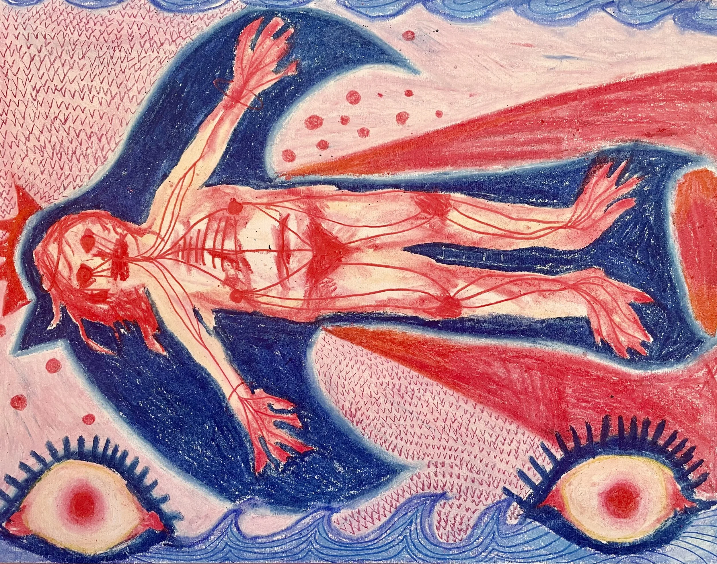 Through My Veins / 
11"x14" 
Oil pastel on paper
2024