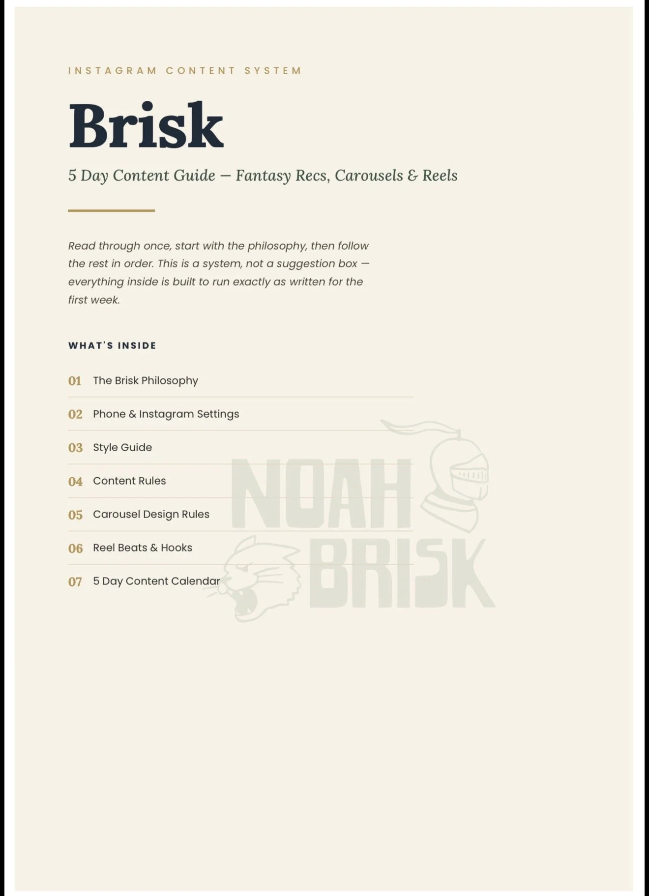 The Brisk 5-Day Instagram Content Guide