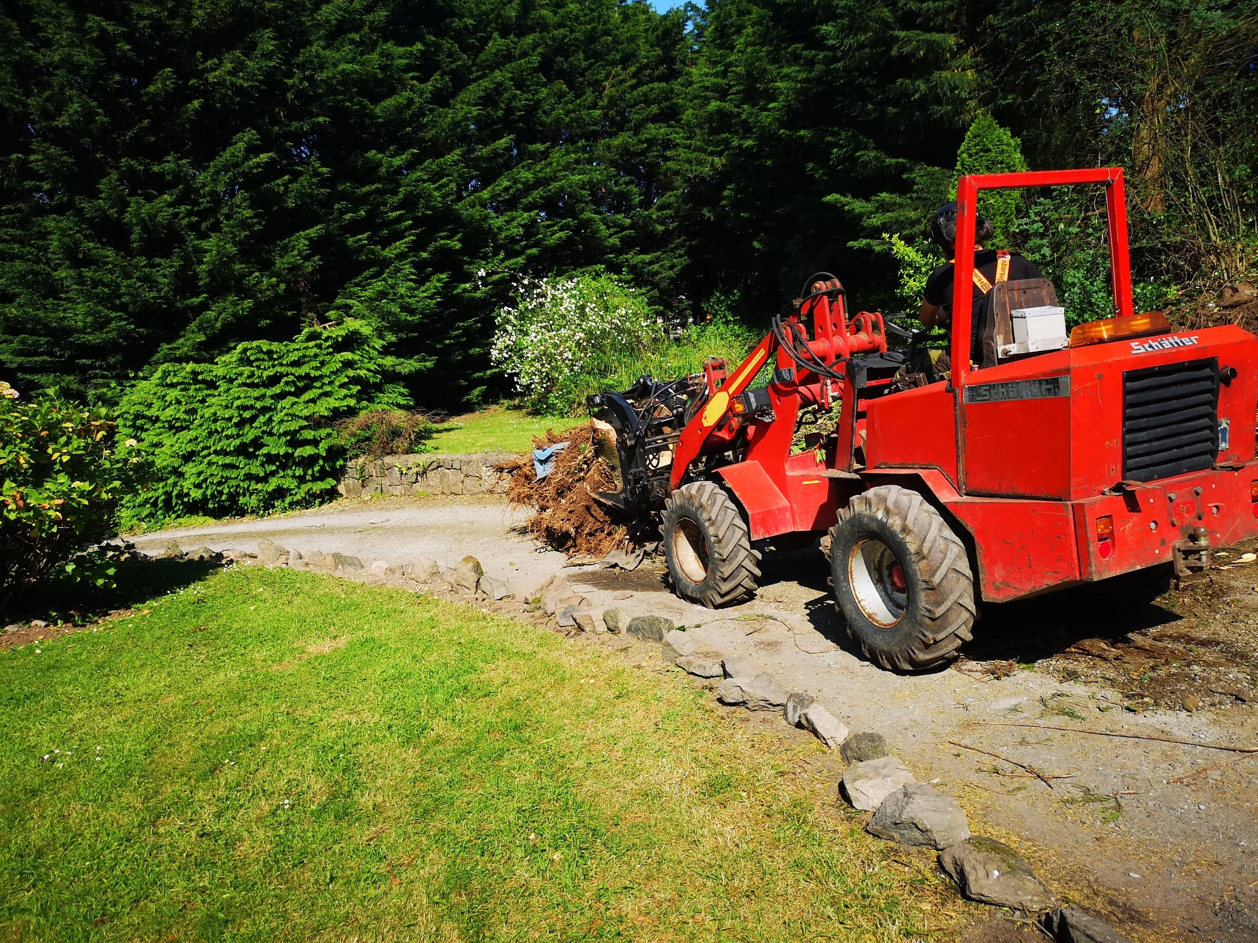 Schaffer loader transporting timber, woodchip and equipment safely around forestry and tree work sites.