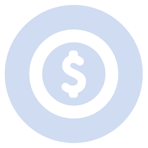 A gray circle with a dollar sign inside a dollar coin icon.