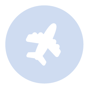 Airplane icon inside a blue circle