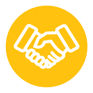 Illustration of a handshake inside a yellow circle