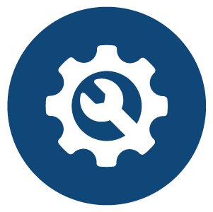 Icon of a gear with a wrench inside it, symbolizing tools or settings.