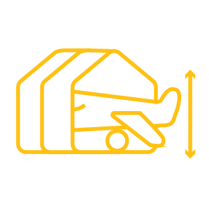 Graphic of a hangar and arrow indicating height measurement