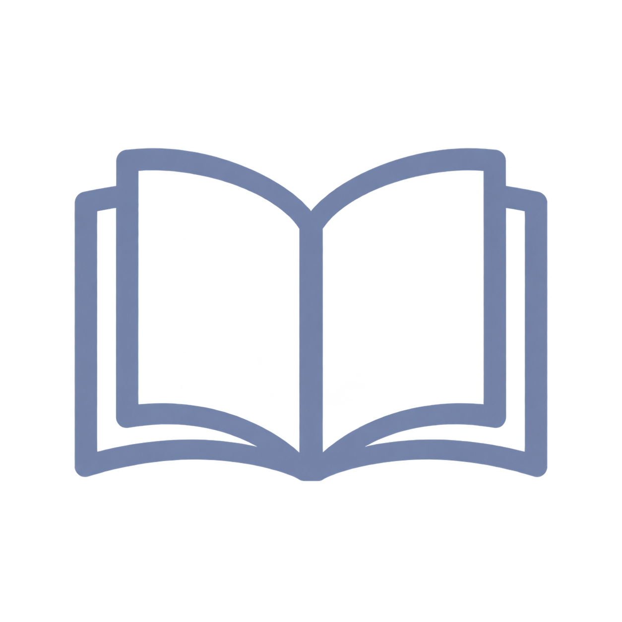 Neon blue outline of an open book on a black background