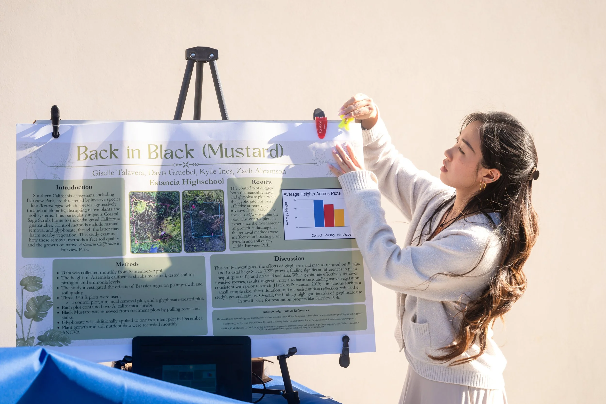 image of student setting up their poster