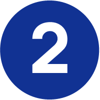Blue circular icon with a white number 2 in the center.