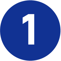 Blue circular icon with a white number one in the center