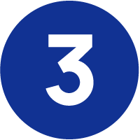 A dark blue circle with a large white number 3 in the center.