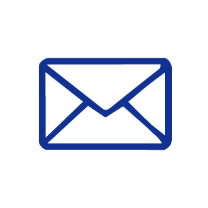Blue neon outline of an envelope on a black background