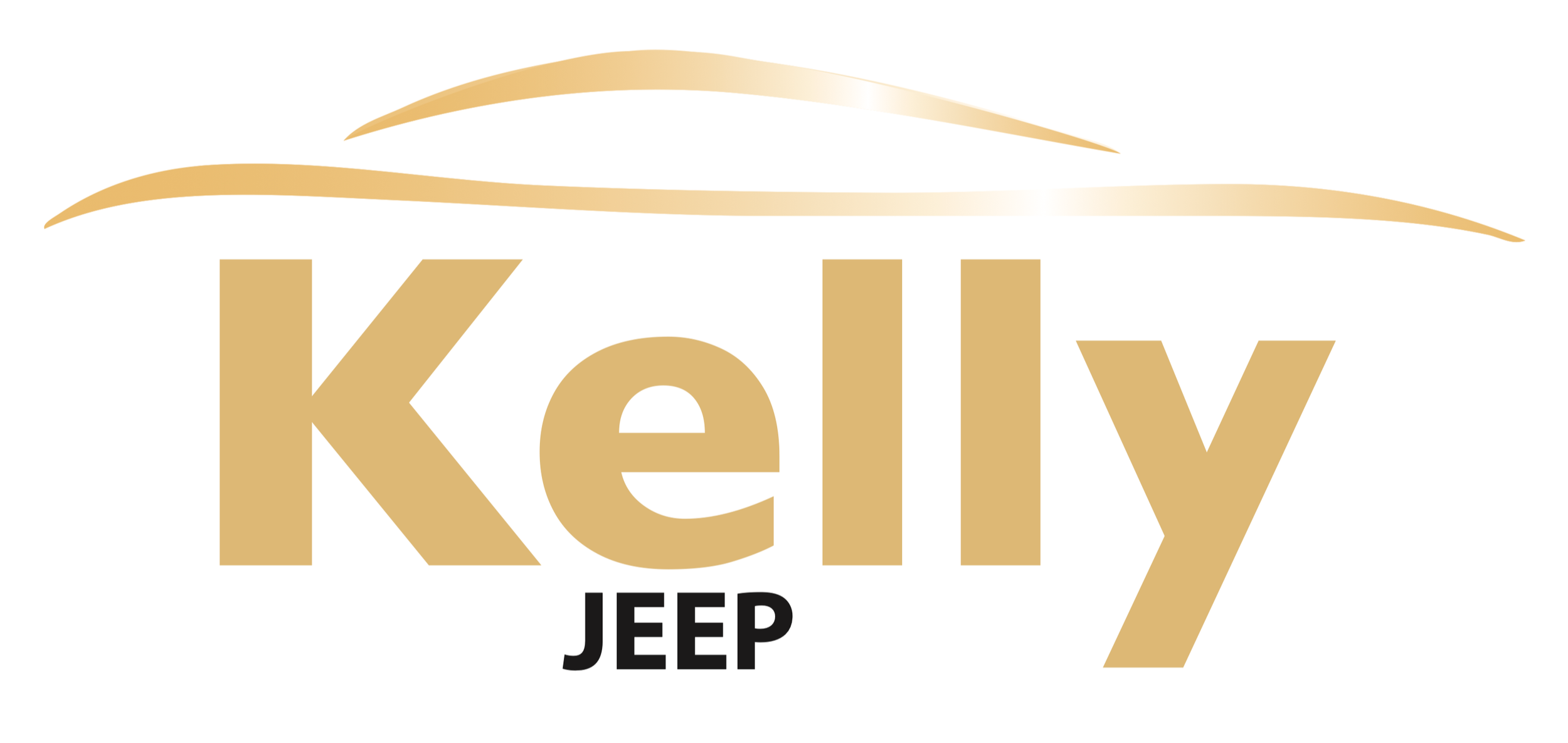 Kelley Jeep logo in gold with stylized lines above the text.