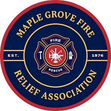 Maple Grove Fire Relief Association logo with a firefighter emblem in the center and the words 'Maple Grove Fire Relief Association' around it.