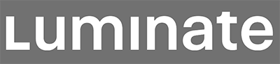 The word 'Luminate' in white text on a gray background.