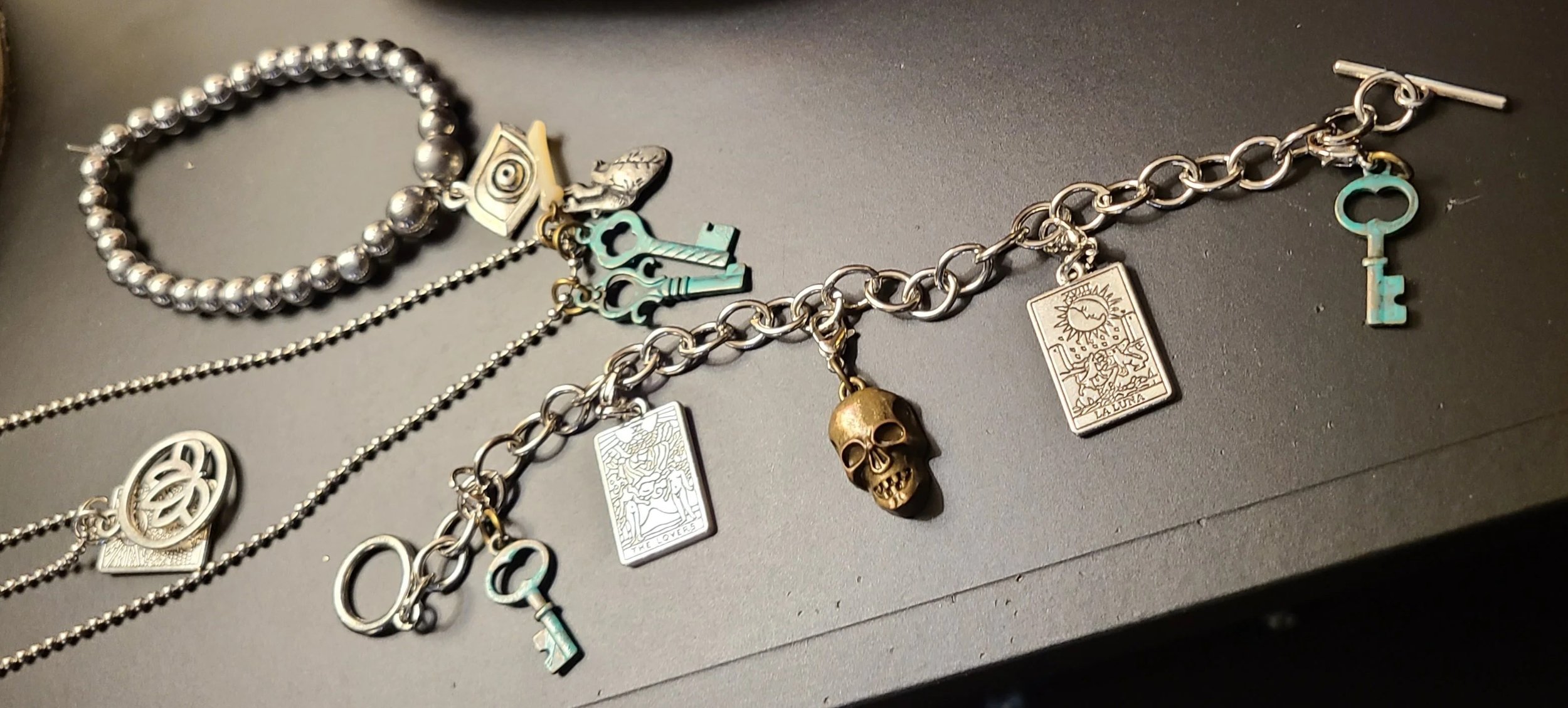 Up-close picture of Assembled Artifacts Necklace and Bracelet Set.