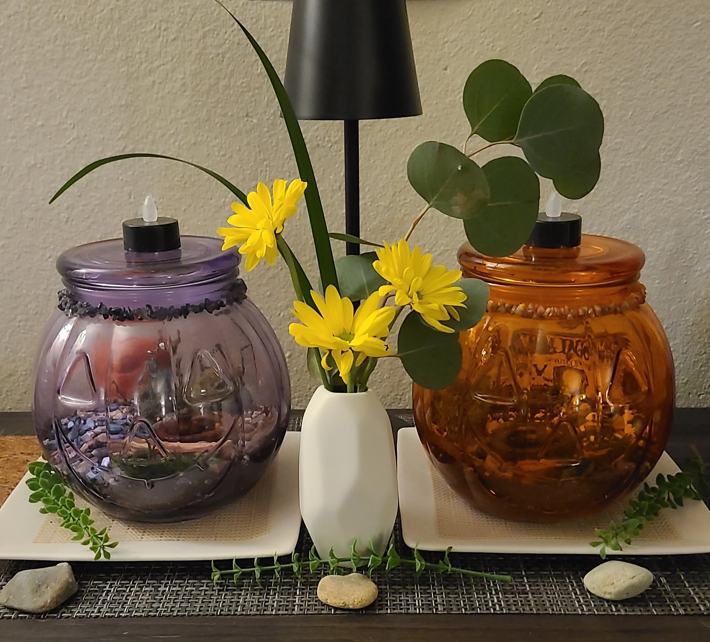 Living Art created from repurposed glass vases that showcases unique, internal living terrarium.
