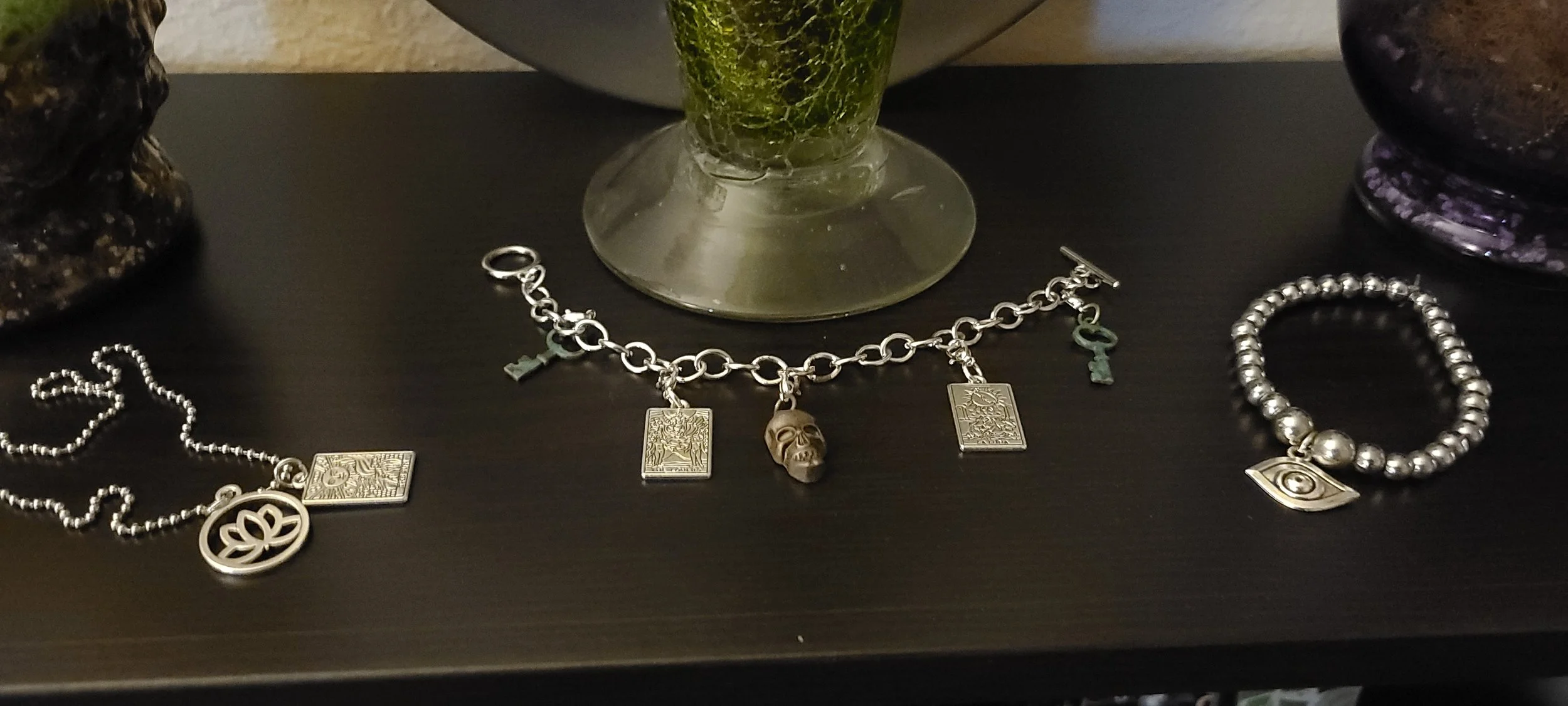 Silver and Sterling Steel Charm Bracelet