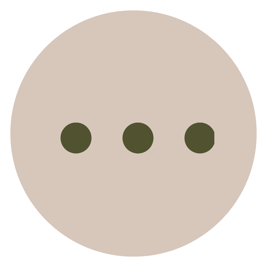 A beige circular button with three small dark green dots arranged horizontally in the center.
