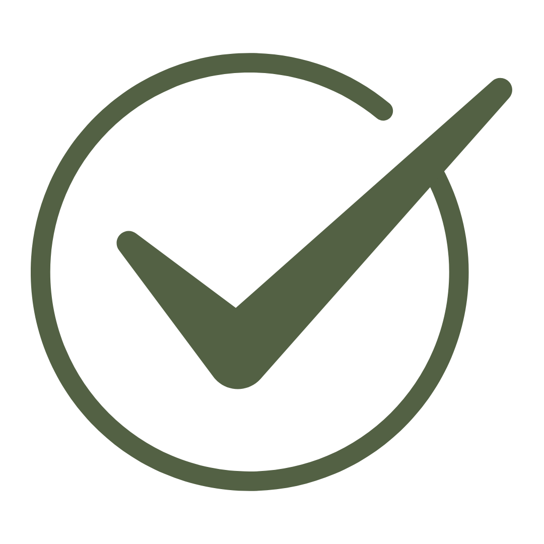 Green checkmark inside a circle on a black background.