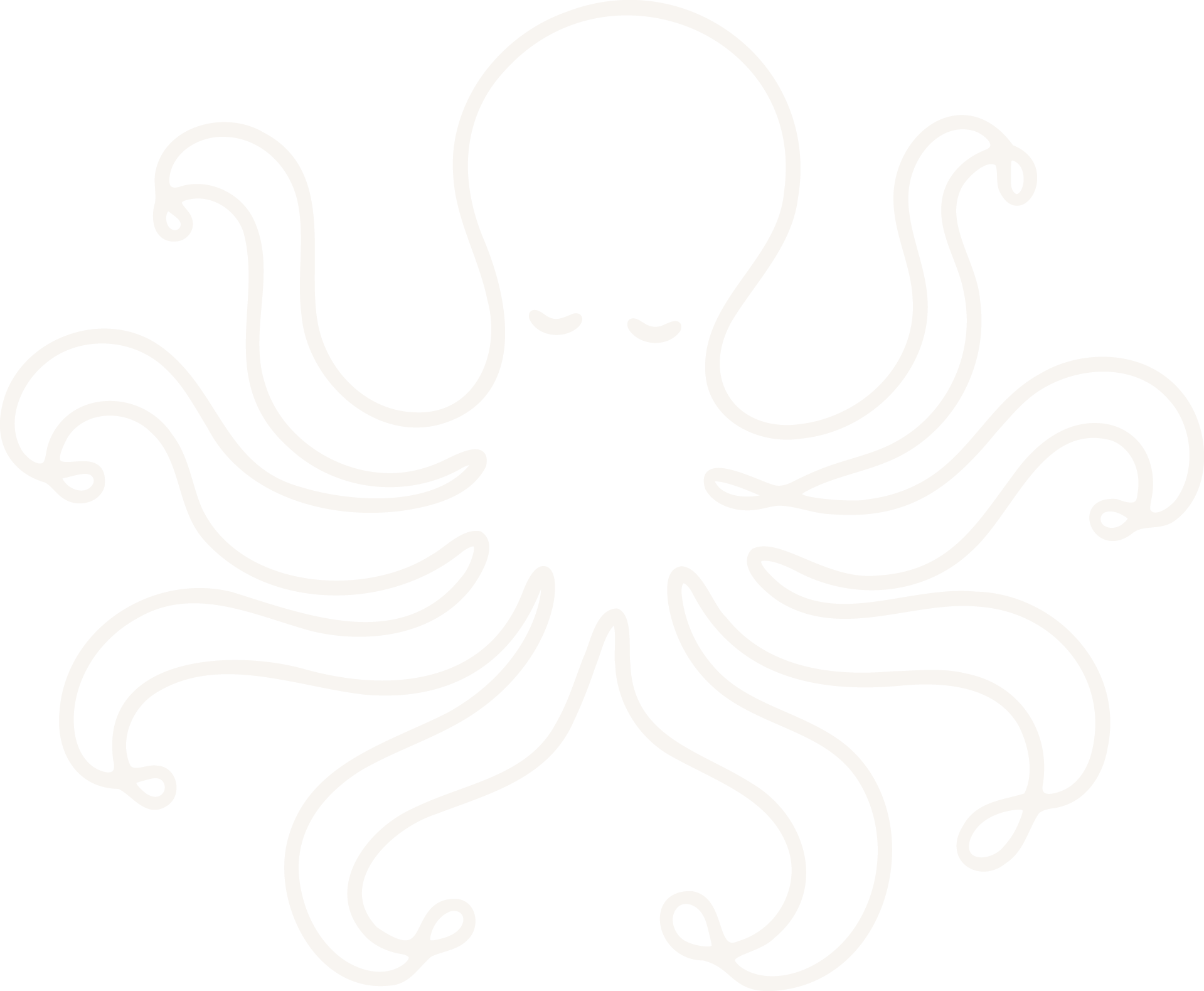 Line drawing of an octopus with swirling tentacles on a black background.