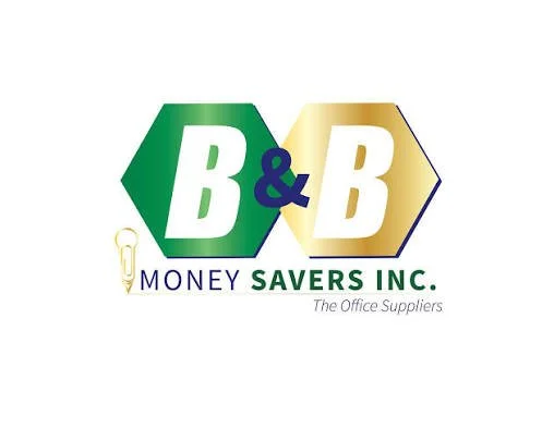 Logo for B&B Money Savers Inc., featuring green and gold hexagons with the companies' initials and a lightbulb icon.