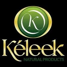 Keleek Natural Products logo with a green and gold circular emblem and the brand name in gold and green text.