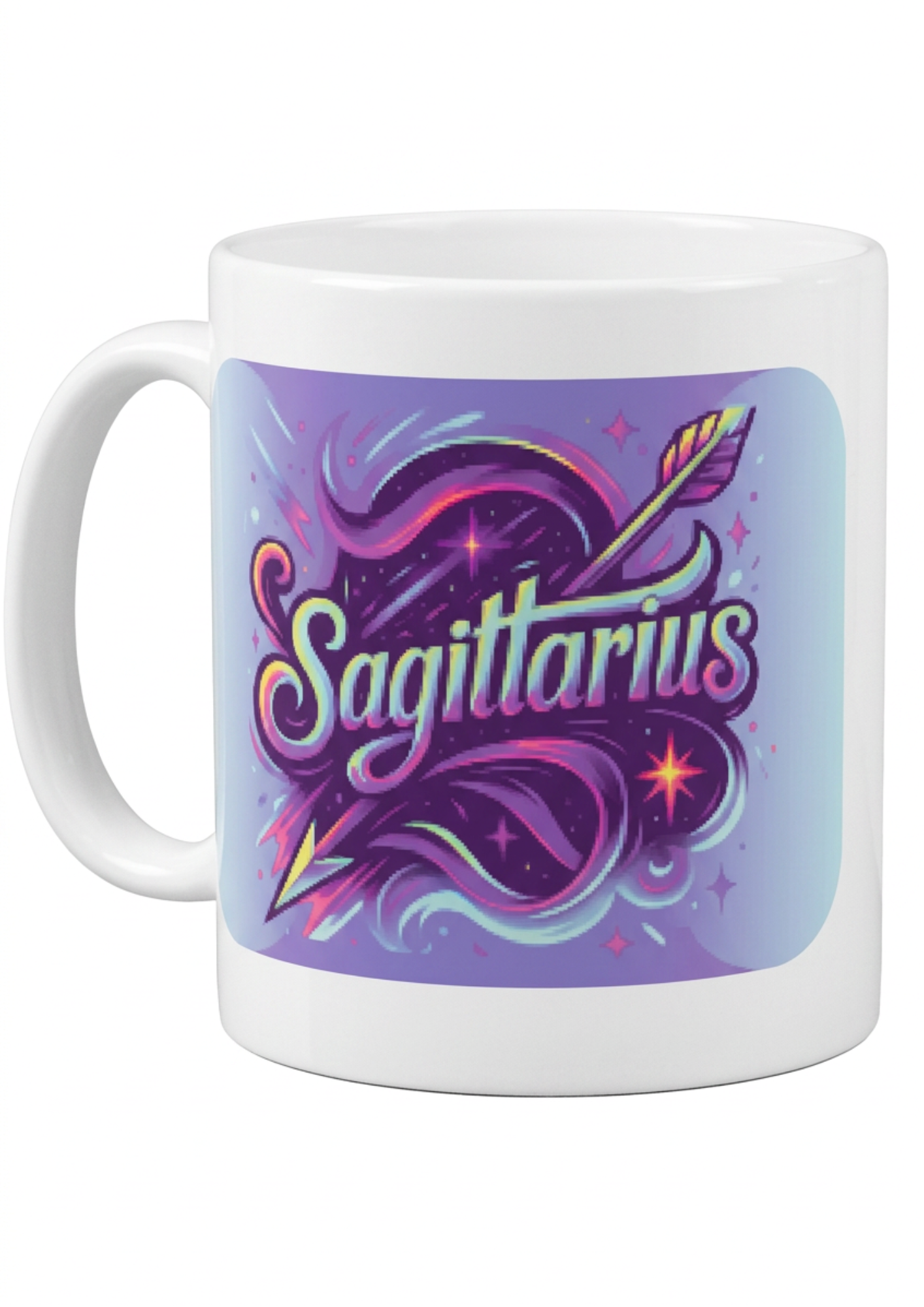 Sagittarius Zodiac Mug - Vibrant Blue and Purple Design