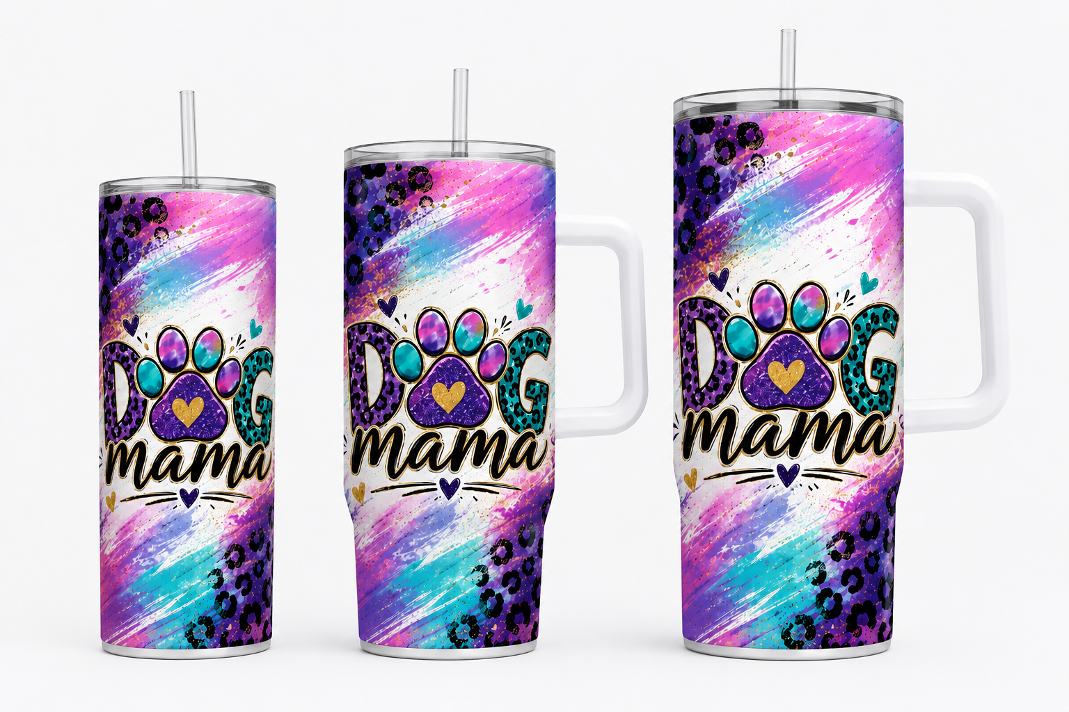 Colorful Dog Mama Skinny Tumbler