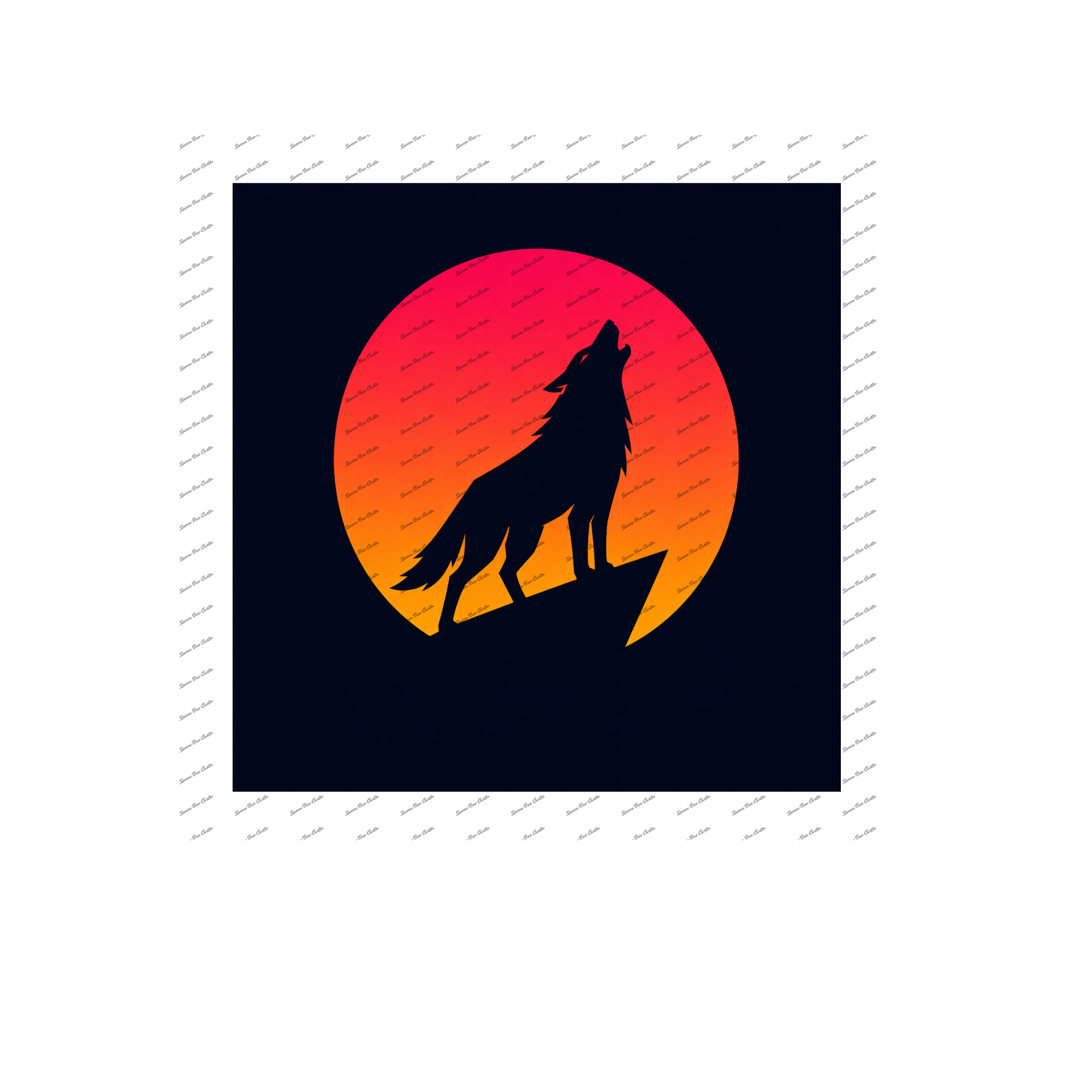 Wolf Howling at the Blood Moon. Black Image
