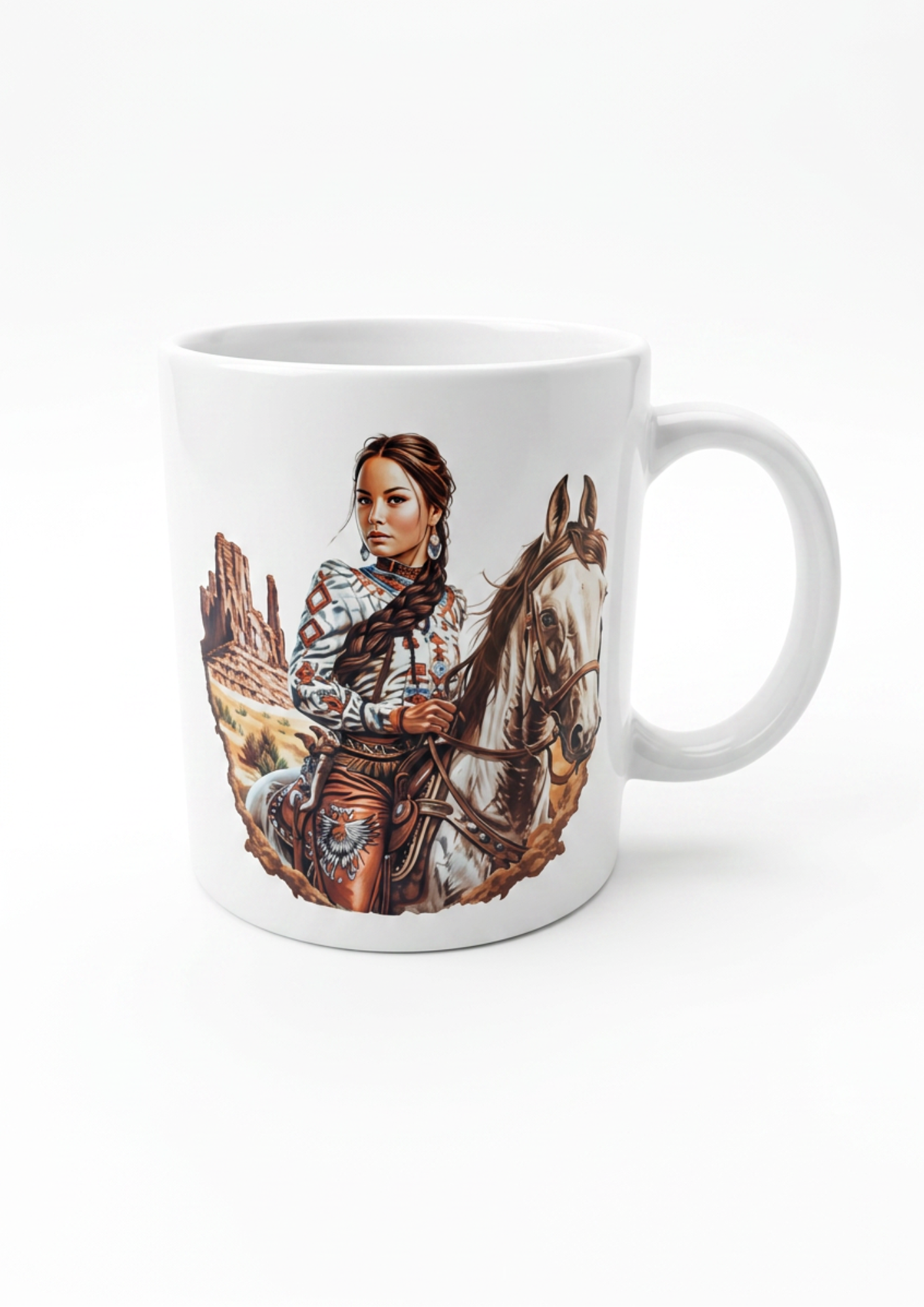 Native Women with Horses 2 Mug Set - Country Style