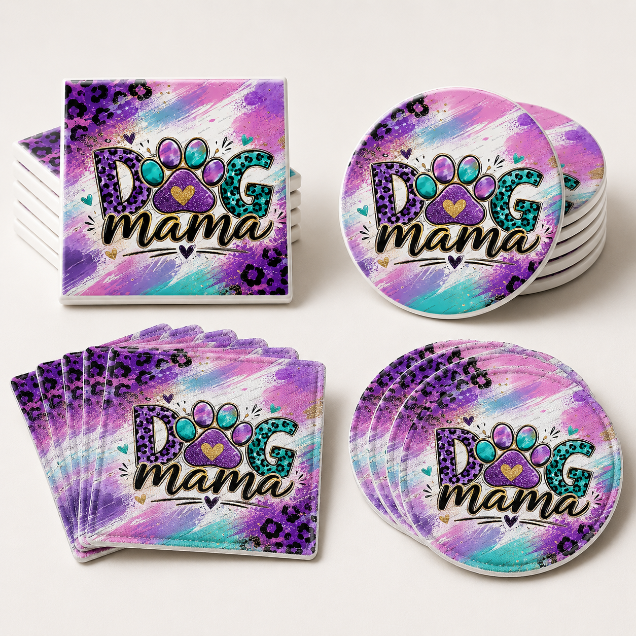 Dog mama coffee coasters mockup.png