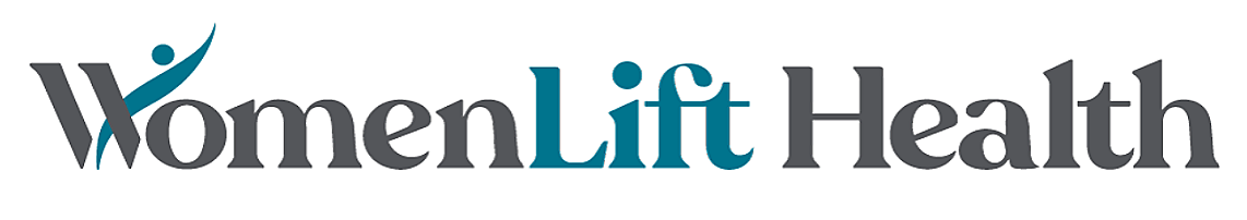 Women Lift Health logo with stylized woman lifting her arm in teal, which forms part of the W in the words 'Women Lift Health' in black and teal.