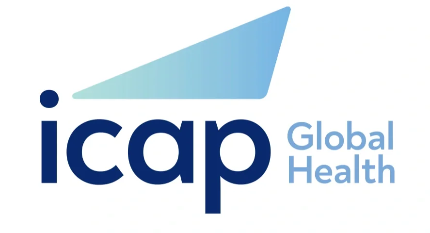 Logo for IAP Global Health featuring a stylized blue triangle above the lowercase letters 'icap' and the words 'Global Health' in blue text to the right.