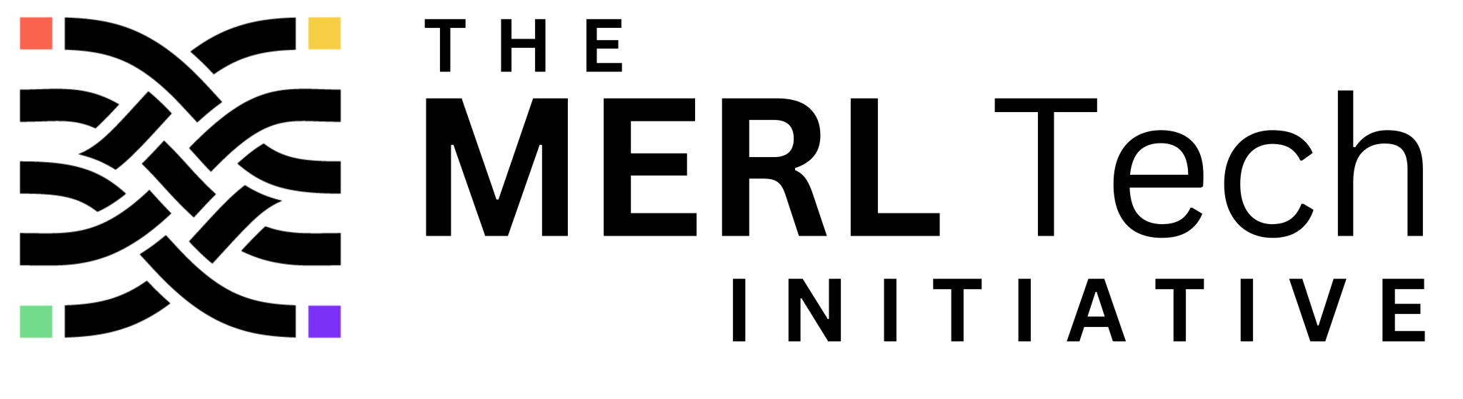 Logo of The MERL Tech Initiative featuring a black geometric pattern and colorful squares, with the text "The MERL Tech Initiative" in bold black letters.
