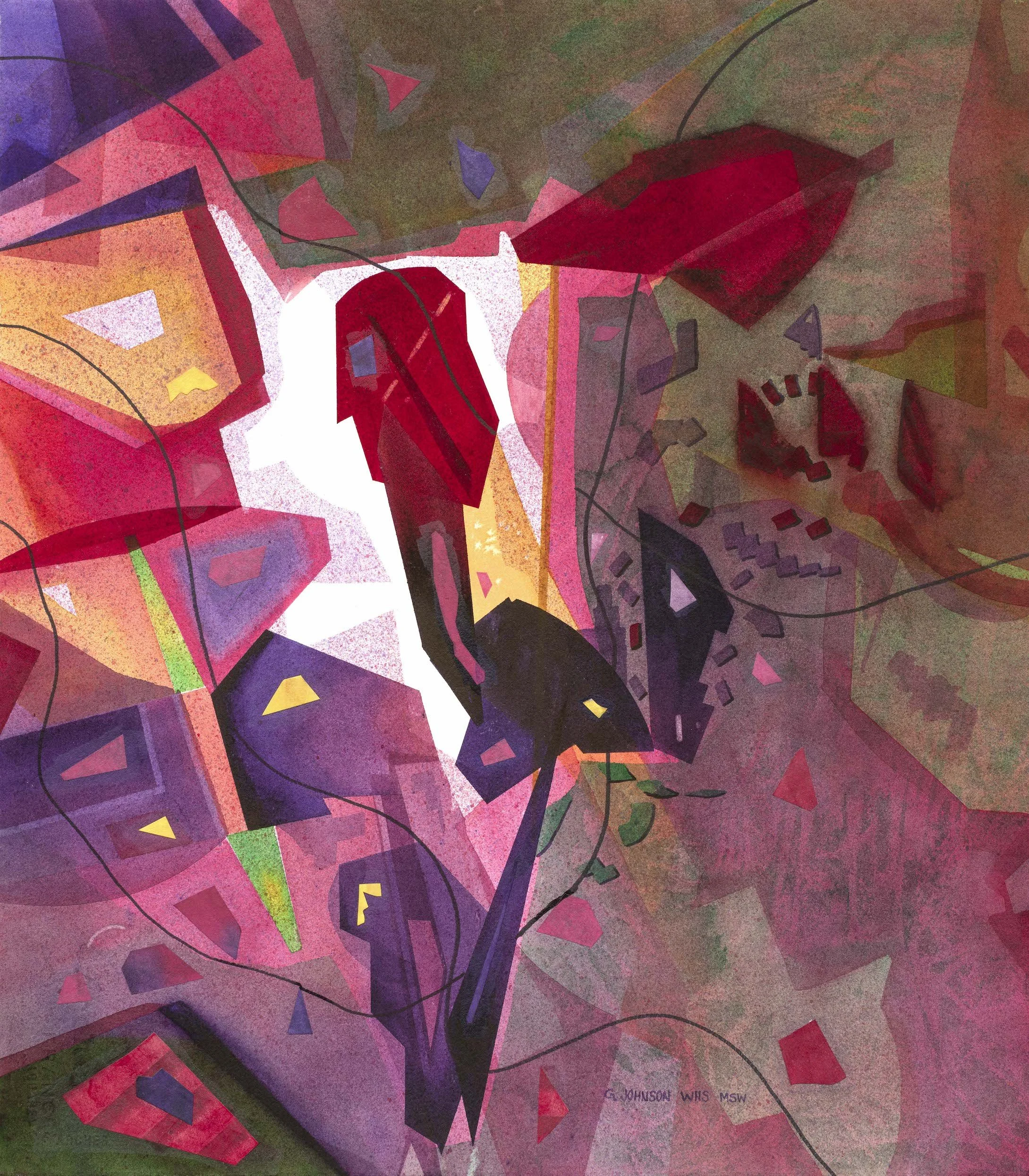 It's All About Red, Original Watercolor on Paper, Size:  22 X 15, Price:  $750, Print on Paper:  $125