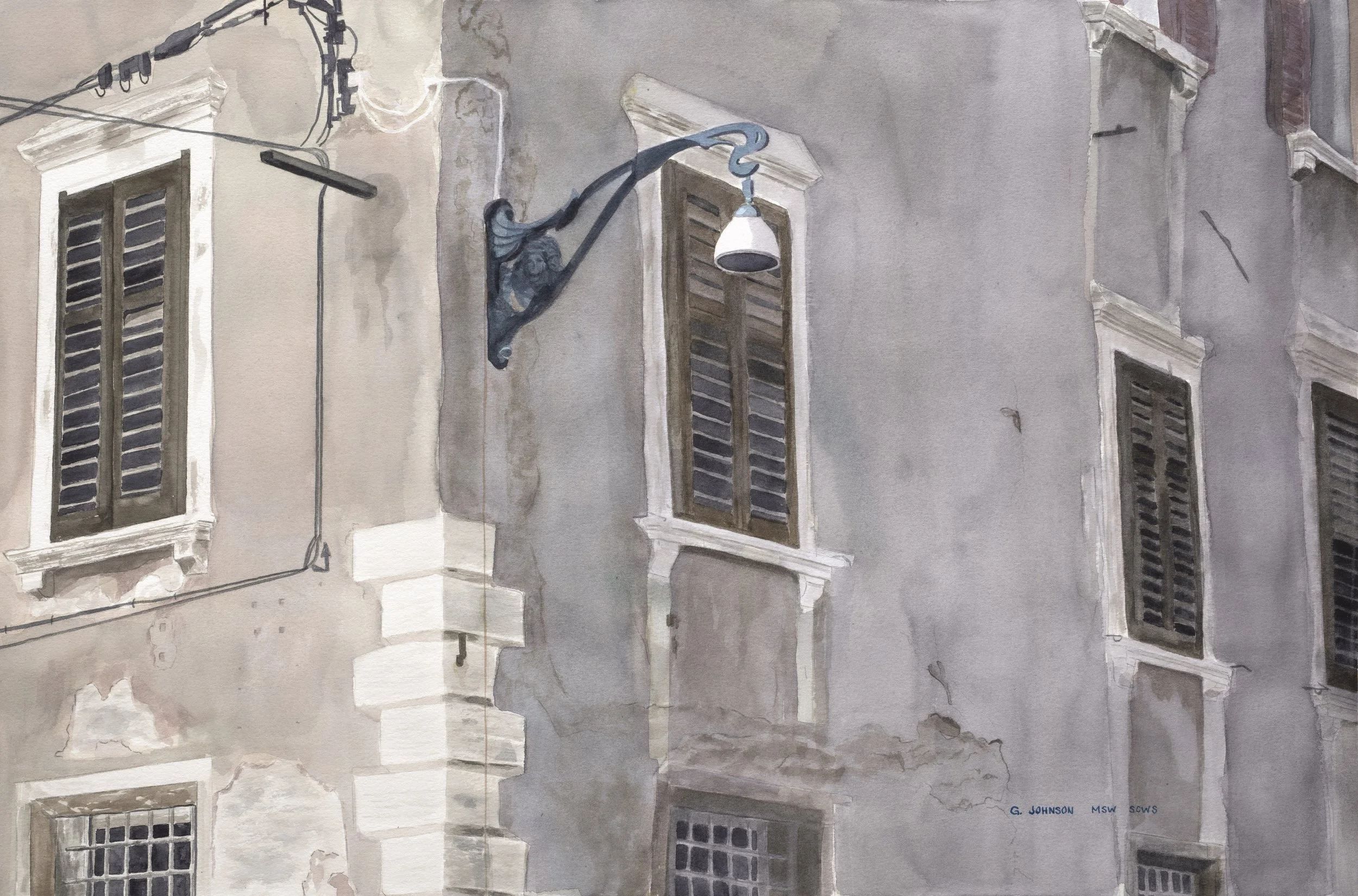 Dubrovnik Street Corner, Original Watercolor on Paper, Size 15 X 22, Price:  $750, Print on Paper:  $125.