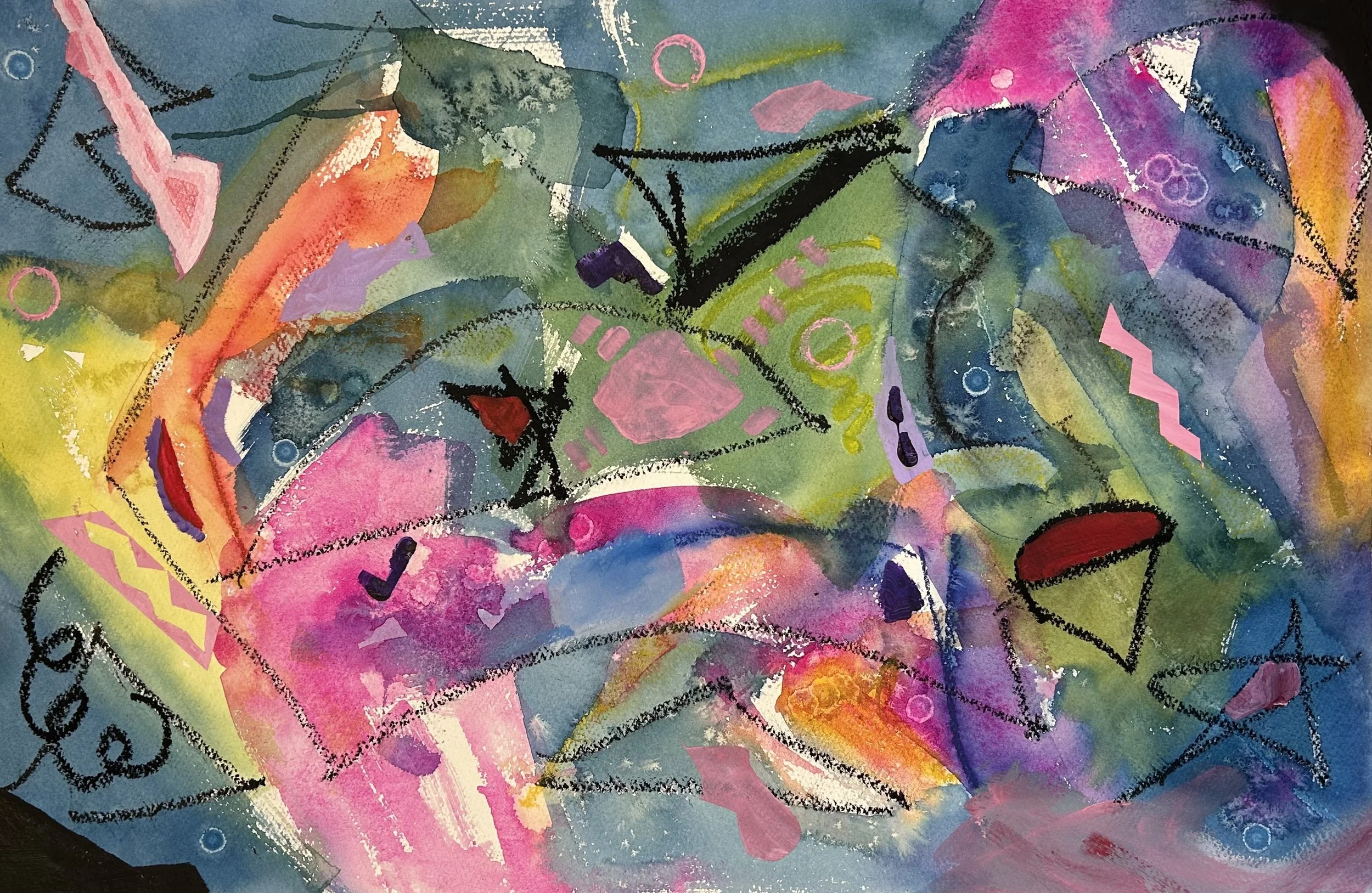  Chromatic Daydream, Mixed Media original on paper, size:  15 X 20, Price:  $$750, Print on paper:  $150