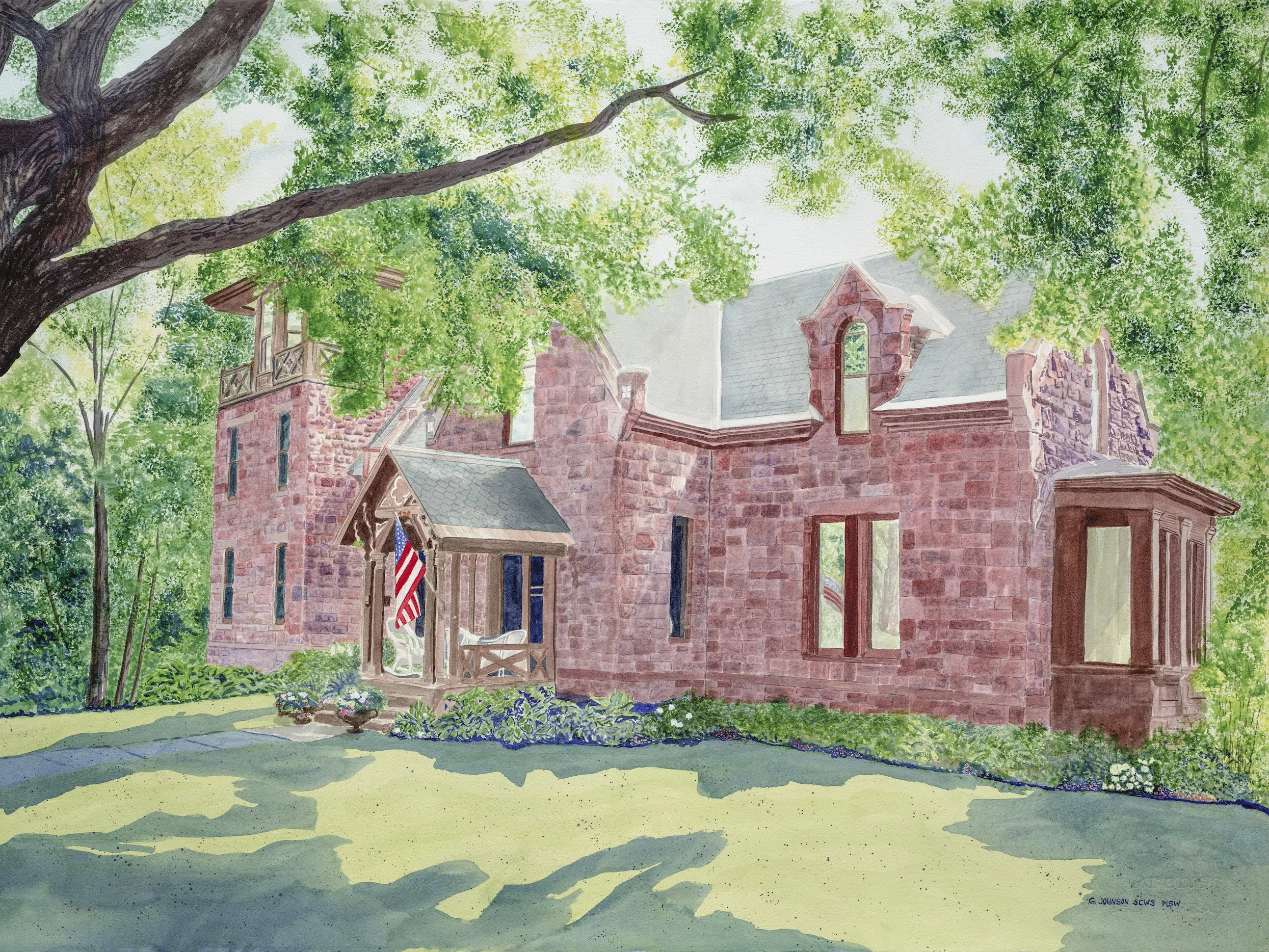 Stone Home, Original on Watercolor Paper, Size:  22 X 30, SOLD to Owner, Prints available.  Inquire about sizes available.