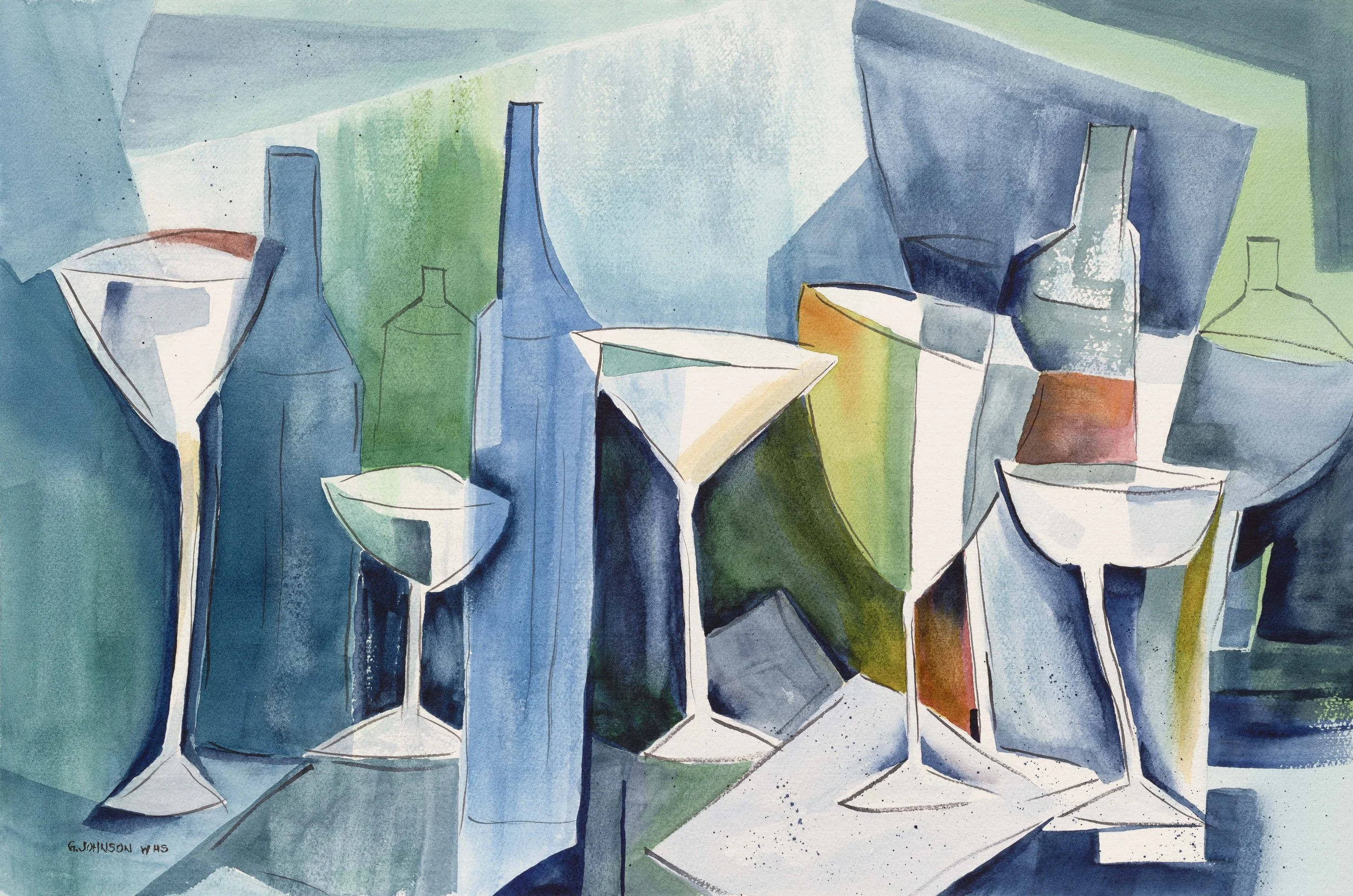 Happy Hour, Original Watercolor on paper, size:  14 X 21, Price:  $750, Print on paper - $150