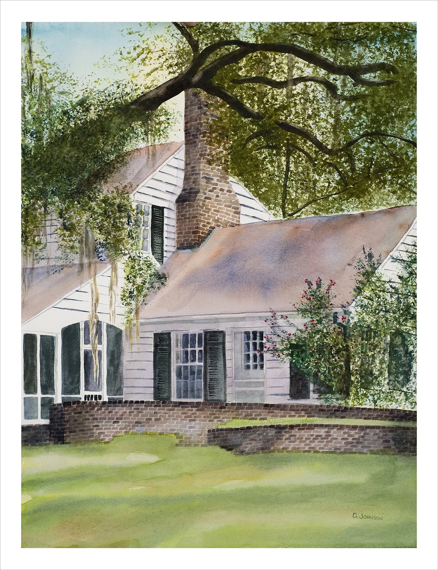 Hobcaw Plantation, Georgetown, SC, Original Watercolor on Paper, Size:  20 X 15, Price:  $750, Print on Paper:  $125