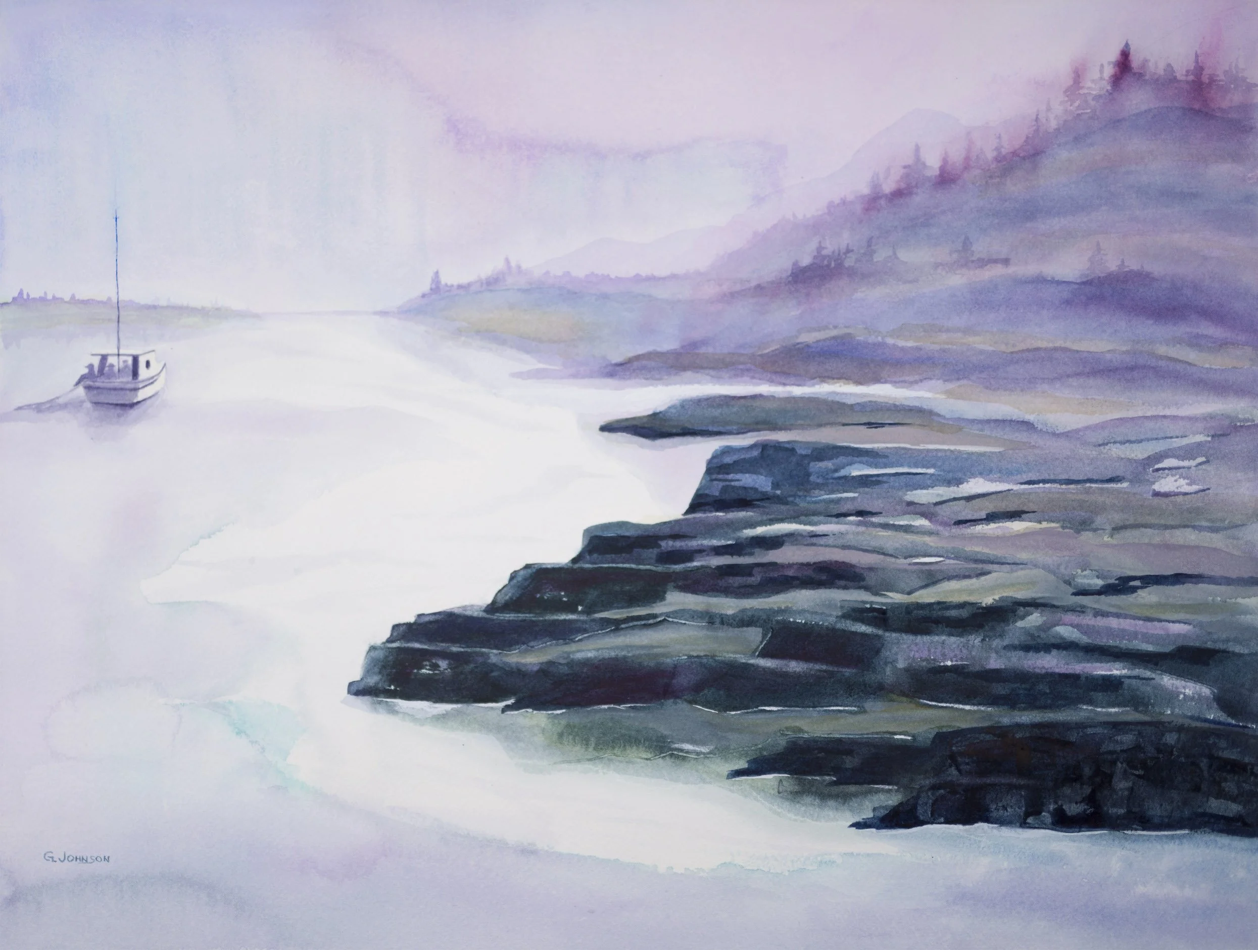 Rocky Shoreline, Original Watercolor on Paper, Size:  15 X 20, Original SOLD, Print on Paper:  $125