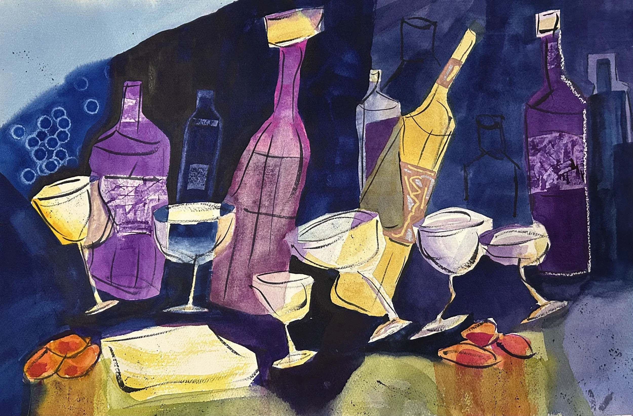 Cheers, Original Watercolor on Paper, size:  15 X 22, Price:  $750, Print on paper - $150
