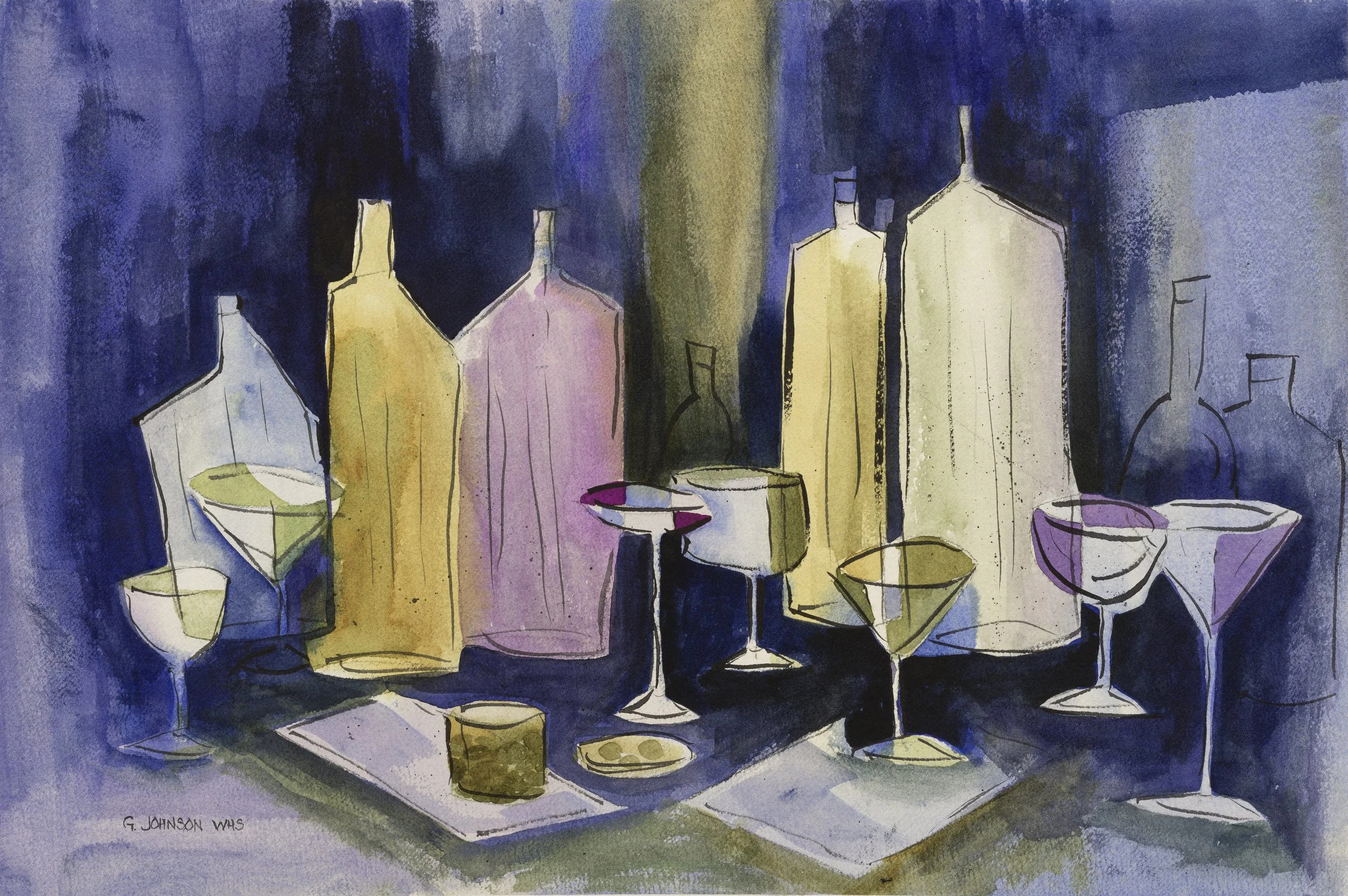 It's 5 O'clock Somewhere, Original Watercolor on paper, size:  14.5 X 22, Price - $750, print on paper - $150