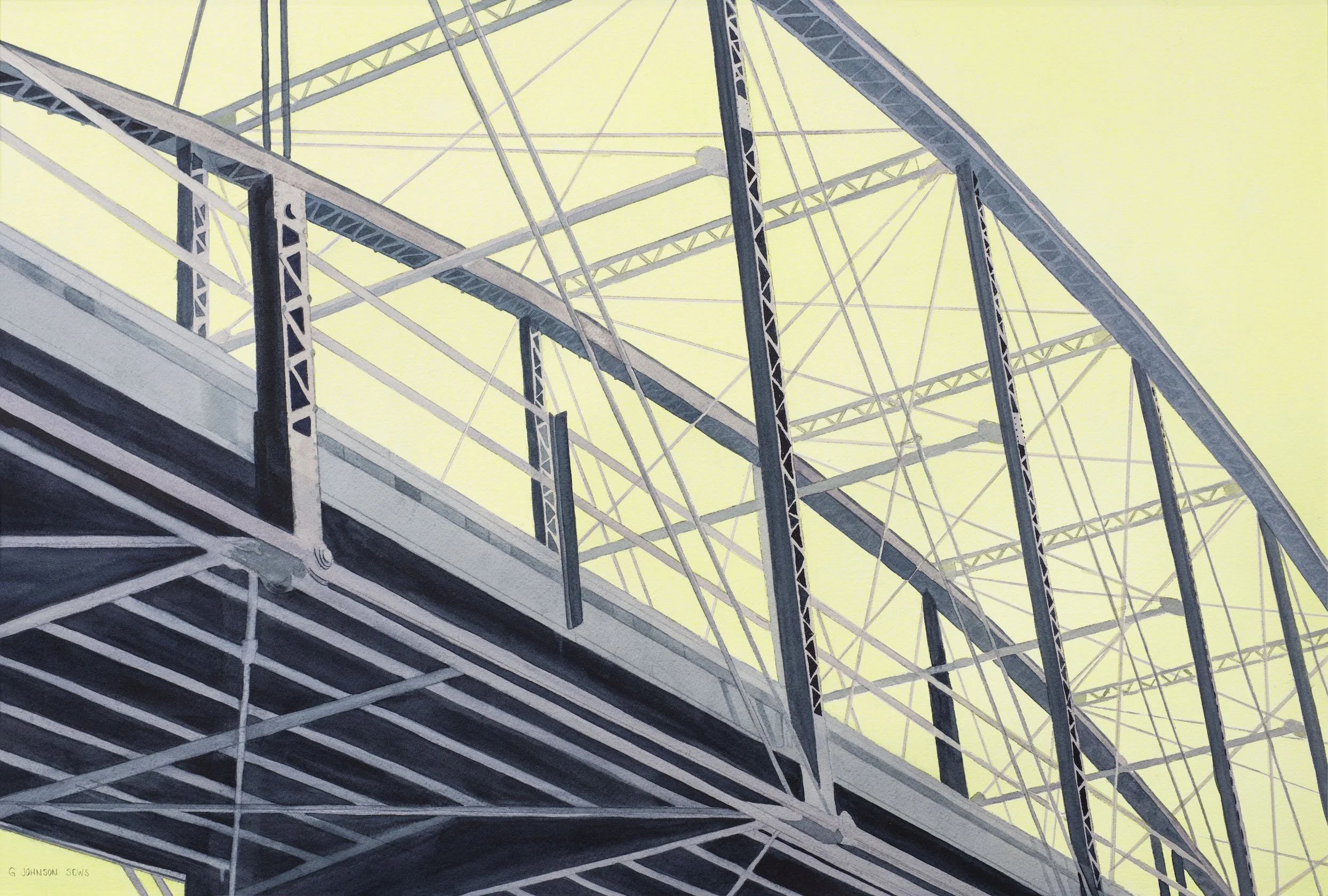 War Eagle Bridge, Original on Watercolor Paper, Size:  22 X 30, SOLD to a structural engineer, Inquire about potential prints.