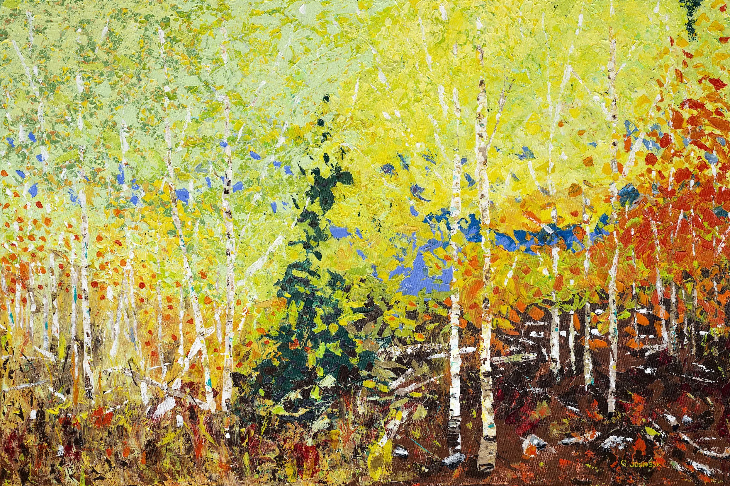 Fall Trees, Acrylic on Canvas, Size:  24 X 36, Original Sold, Inquire about prints.