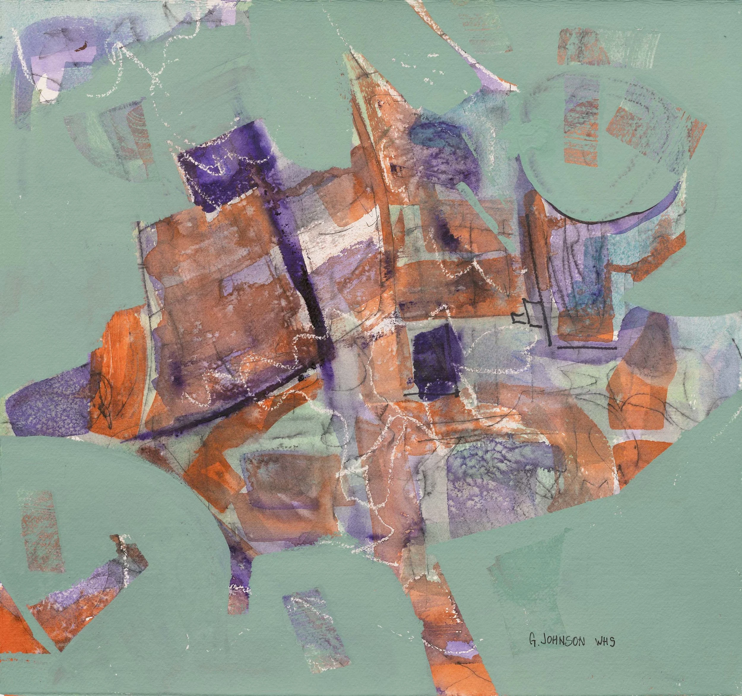Moving Forward, Original Mixed Media on Paper, Size:  15 X 15, Price:  $450, Print on Paper:  $95