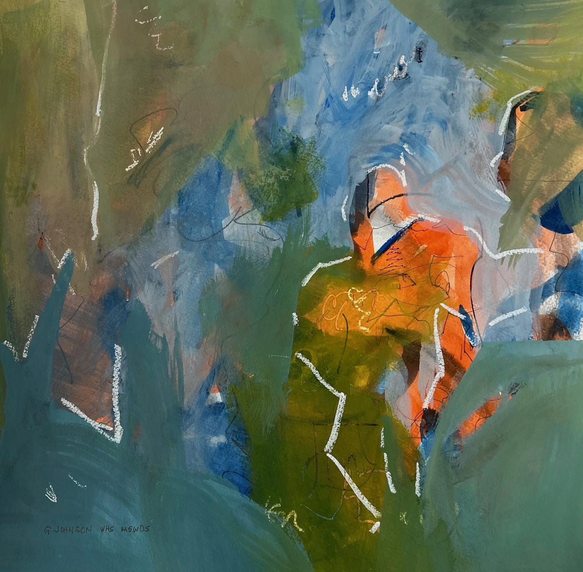 Emerging, Original Mixed Media on Paper, Size:  16 X 16, Price:  $395, Print on Paper:  $95