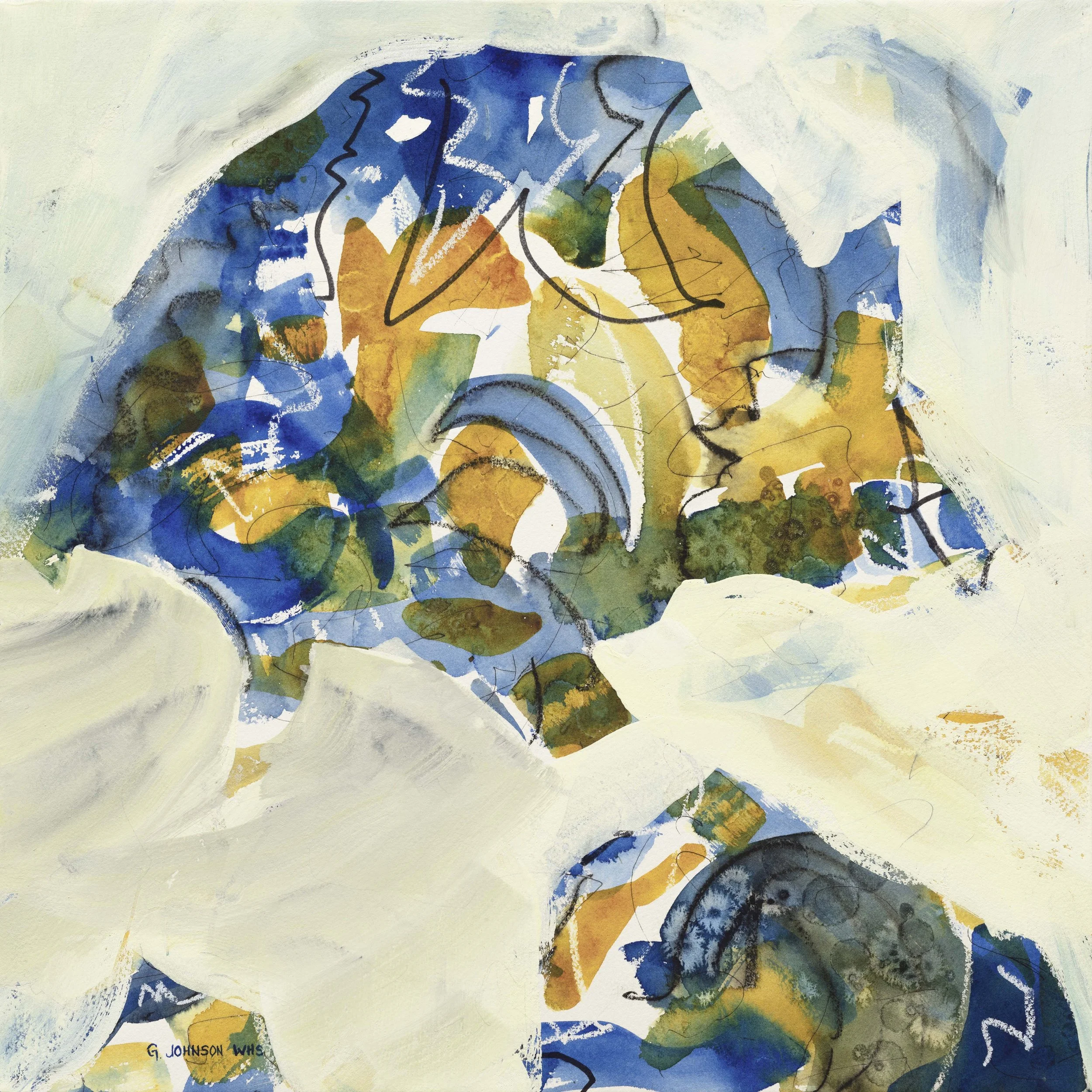 Moving Forward 2, Original Mixed Media on Paper, Size:  15 X 15, Price:  $395, Print on Paper:  $95