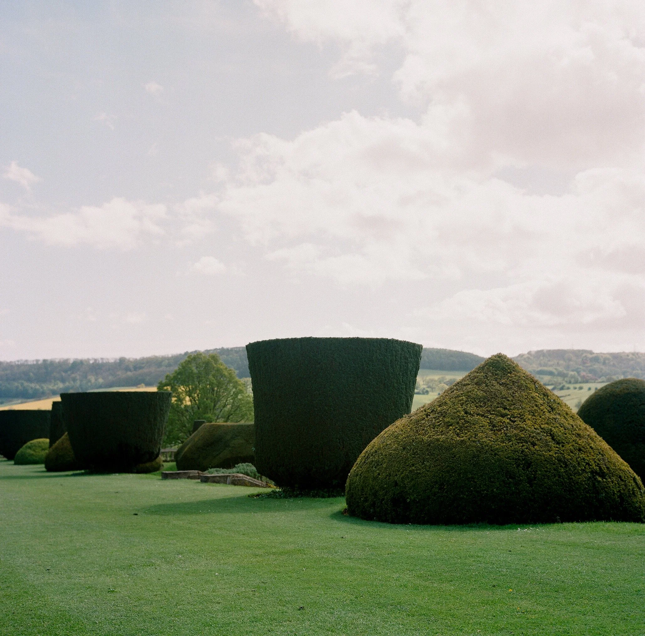Landscape view of the topiary gardens at Levens Hall Kendal Cumbria, England