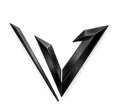 A stylized black letter 'V' with sharp, angular lines.